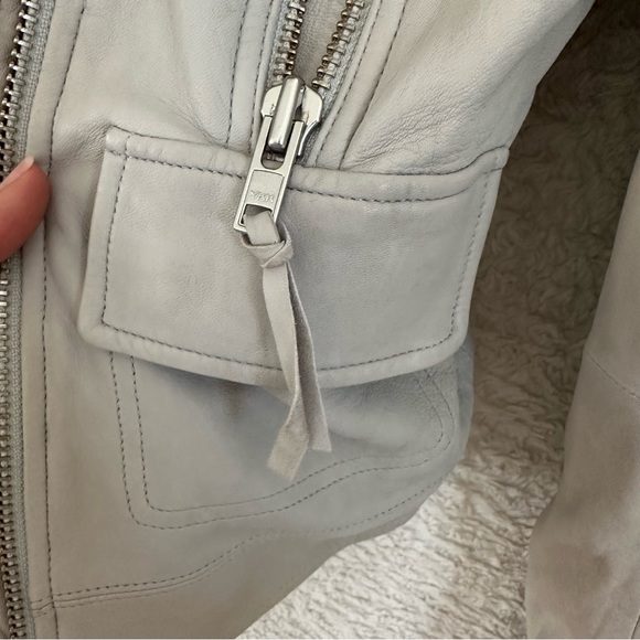 JOIE VIVIANETTE Soft Sand Leather Moto Asymmetrical Zip Jacket Coat S - Picture 10 of 16